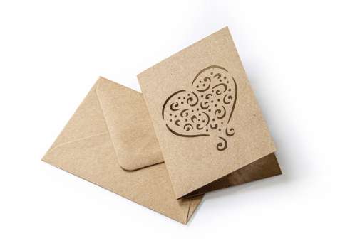 Sada přání s obálkou Kraft - 5x obálka 7 x 10 cm, 5x přání, tmavě béžová, 5 ks