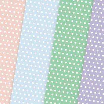 Kreativní papír A4 Polka Dot - 200 g/m2, pastelový mix, bílé puntíky, 20 listů