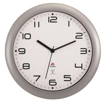 Nástěnné rádiem řízené hodiny Hornew - plastové, 30 cm, stříbrné