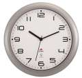 Nástěnné rádiem řízené hodiny Hornew - plastové, průměr 30 cm, stříbrné