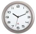Nástěnné hodiny Hornew - plastové, průměr 30 cm, stříbrné