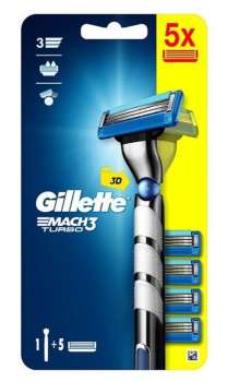 Pánský holicí strojek Gillette Mach3 3D Turbo strojek + 5 hlavic