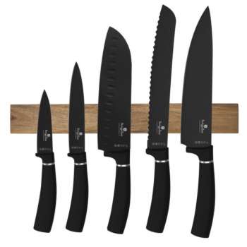 Sada nožů s magnetickým držákem Matte Black Collection