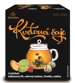 Kvetoucí čaj 4 ks MIX chutí (limetka+malina+kaktusový fík+cukrový meloun)