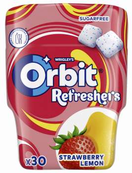 Žvýkačky Orbit Refreshers - jahoda s citrónem, dóza 30 dražé, 67 g