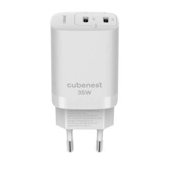 Adaptér Cubenest PD GaN 35W S2D1 - bílá