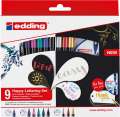 Sada edding Happy Lettering, 9 ks + mixer a visačky