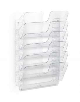 Prezentační nástěnný stojan Durable FLEXIPLUS - na šířku, 6 přihrádek, transparentní