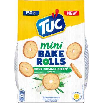 Slané krekry Tuc Bake Rolls mini - smetana, cibule, 150g