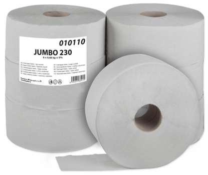 Toaletní papír jumbo - 1vrstvý, šedý,230mm, 6 rolí
