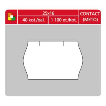 Cenové etikety CONTACT METO - 25x16, 1100 ks, oblé, bílé