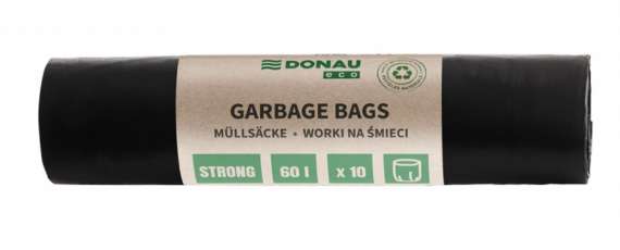 Pytle na odpadky Donau ECO Strong - 60 l, černé, 30 mic, 10 ks