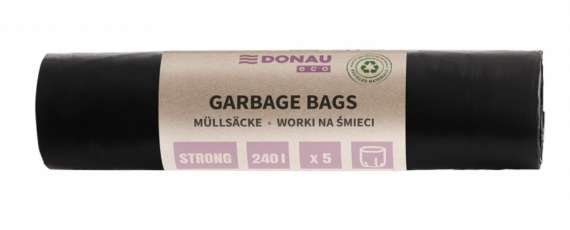 Pytle na odpad Donau ECO – 240 l, 70 mic, 5 ks, černé