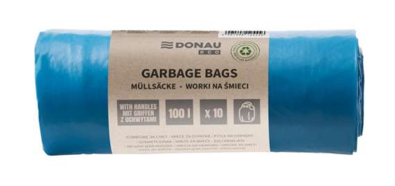 Pytle na odpad Donau ECO - s uchy, 100 l, 35 mic, 10 ks, modré