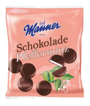Čokoládky Manner - s mintovou náplní, 150 g