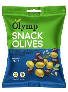 Olivy Olymp Mix Kalamata - tmavé a zelené s bylinkami, 70 g
