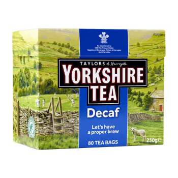 Černý čaj Yorkshire Tea Decaf - bez kofeinu, balený 80x 3 g, 250g
