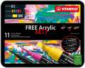 Akrylový popisovač STABILO FREE Acrylic - startovací sada 11 barev