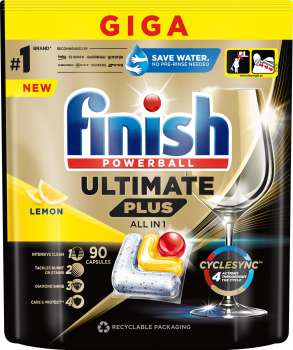 Tablety do myčky Finish Ultimate Plus All in 1 - Lemon Sparkle, 90 ks