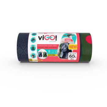Pytle na odpadky viGO! s elastickou páskou - 60 l, 23 mic, 8 ks