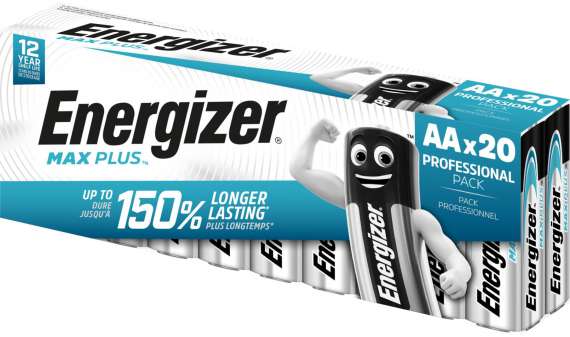 Alkalické baterie Energizer Max Plus Professional - 1,5V, LR6, typ AA, 20 ks