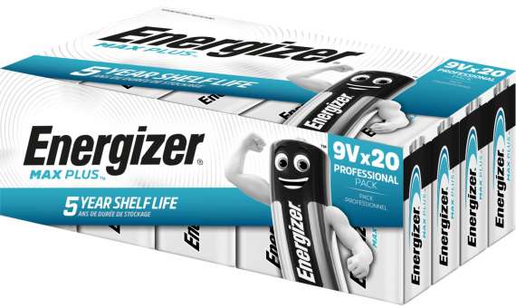 Alkalické baterie Energizer Max Plus Professional - 9V, 6LR61, 20 ks