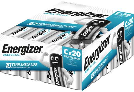 Alkalické baterie Energizer Max Plus Professional - 1,5V, typ C, 20 ks