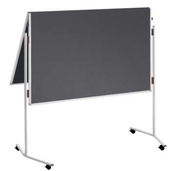 Mobilní dvojitá filcová nástěnka Franken Premium - 120 x 150 cm, skládací, šedá