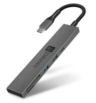 USB-C hub s čtečkou karet CONNECT IT CompactPRO - externí, antracitový