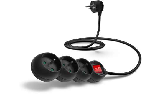Prodlužovací kabel CONNECT IT  3 PowerRex - 230 V, 3 zásuvky, délka 1,5 m, s vypínačem, černý