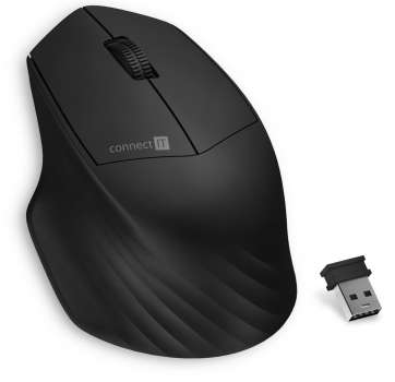 Bezdrátová myš CONNECT IT Triple SmartSwitch BLACK - připojení WiFi 2.4 GHz & BlueTooth, černá