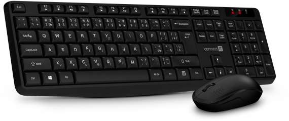 Bezdrátový set klávesnice a myši CONNECT IT Combo OfficeBase BLACK - kancelářský, CZ + SK, černý