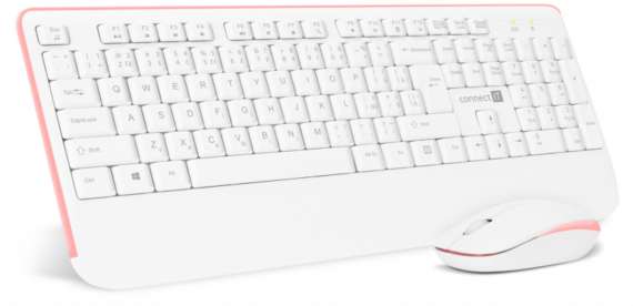 Bezdrátový set klávesnice a myši CONNECT IT Combo PinkLine WHITE - CZ + SK, bílo-růžový