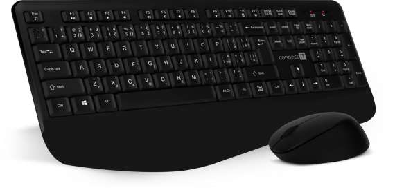 Bezdrátový set klávesnice a myši CONNECT IT Combo SET WS78 BLACK - CZ + SK, kancelářský, černý