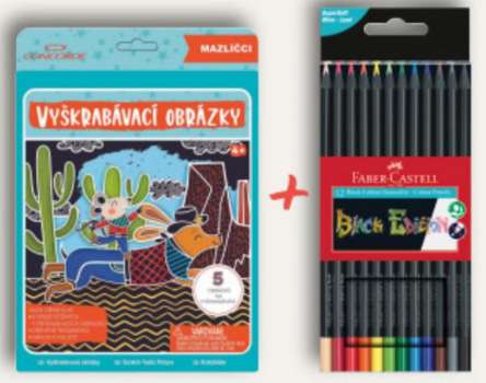 Vyškrabávací obrázky Concorde + pastelky Faber-Castell (sada 12 barev)
