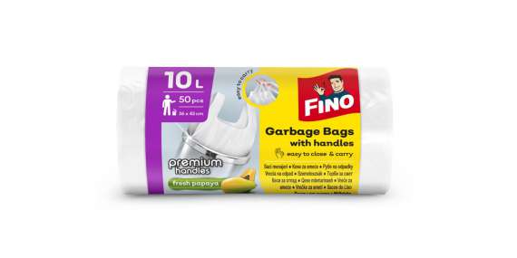 Pytle na odpad Fino – s uchy, vonné, 10 l, 6 mic, 50 ks, bílé