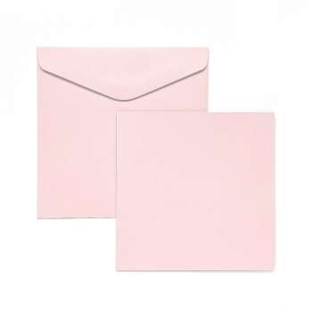 Sada obálek s kartičkami Smooth - 14,5 x 14,5 cm, saténově růžová, sada 5+5 ks