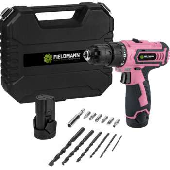 Akumulátorová vrtačka FIELDMANN FDV 10253-A - 12 V, 1,3 Ah, LED osvětlení, růžová