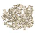 Dekorační dřevěné výřezy - abeceda a číslice, 13 mm, 86 ks