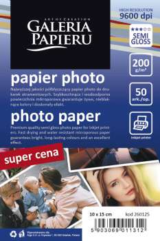 Fotopapír - 10 x 15 cm, 200 g/m2, lesklý, 50 listů