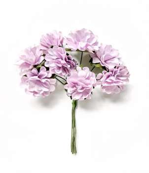 Papírové květiny na drátku - dahlia, světle fialová, 8 ks