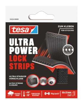 Lepicí proužky se suchým zipem Tesa - Ultra Power Lock Strips, 50 x 25 mm, 2 ks