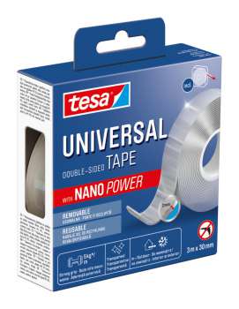 Oboustranná lepicí páska Tesa - Nano Power, 5 kg, 30 mm x 3 m, čirá, 1 ks