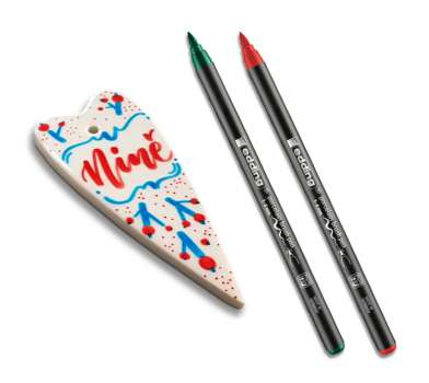 Porcelánová ozdoba ve tvaru srdce a 2 ks popisovače Edding