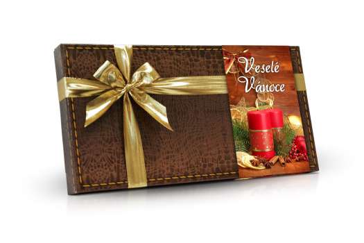 Výběr pralinek leather box s rukávem Vánoce, 400 g
