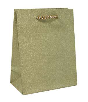 Vánoční taška, glitter, zlatá, 11,5 x 14,5 x 6,5 cm