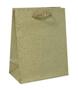 Vánoční taška, glitter, zlatá, 33 x 26 x 12,5 cm