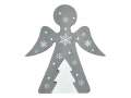 Dřevěný anděl, šedo-bílý, 19 cm