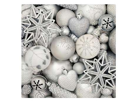 Vánoční ubrousky, stříbrné vánoční ozdoby, 20 ks