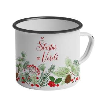 Plechový vánoční hrnek Šťastné a Veselé, 350 ml